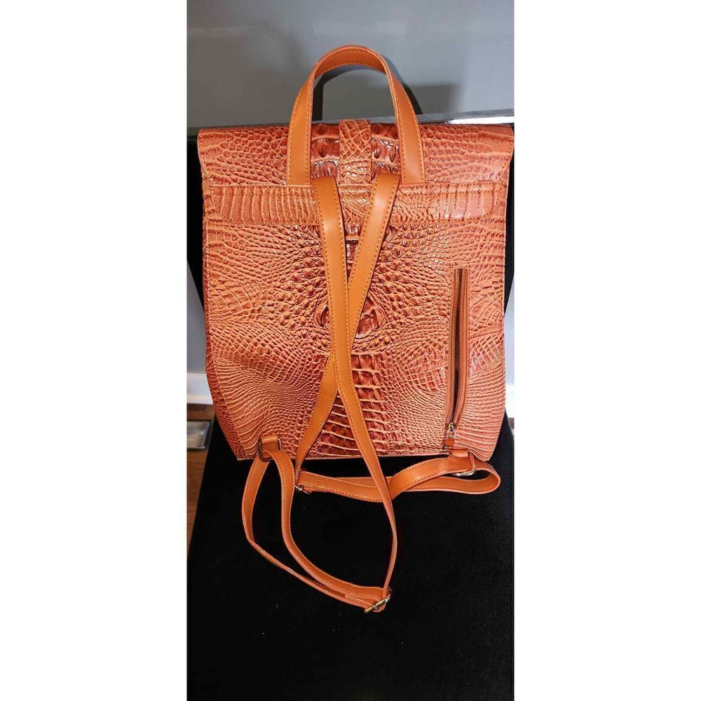 Orange Mock Croc Backpack - Picture 3 of 8
